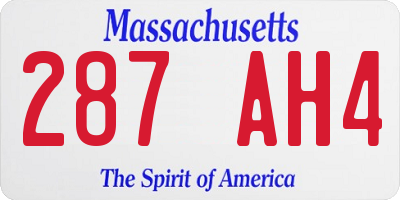 MA license plate 287AH4