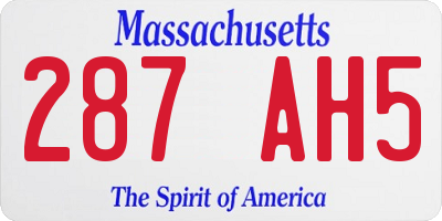 MA license plate 287AH5