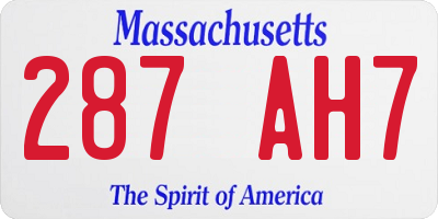 MA license plate 287AH7