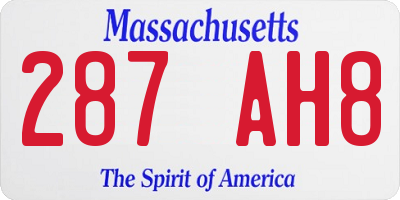 MA license plate 287AH8