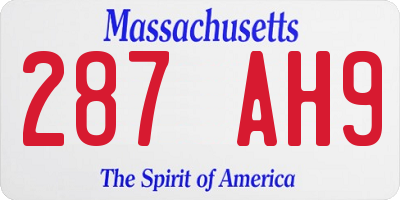 MA license plate 287AH9