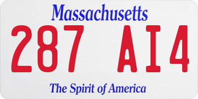 MA license plate 287AI4