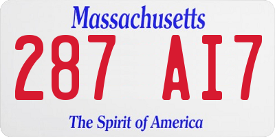 MA license plate 287AI7
