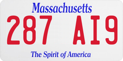 MA license plate 287AI9