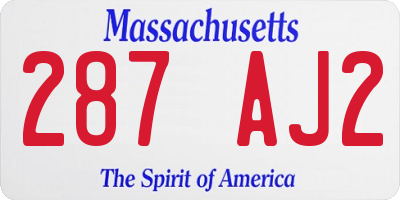 MA license plate 287AJ2