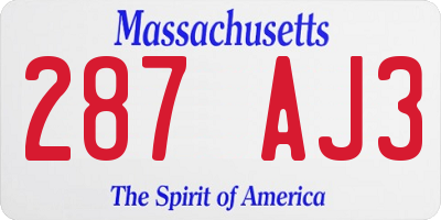 MA license plate 287AJ3