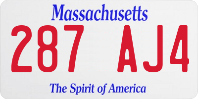 MA license plate 287AJ4