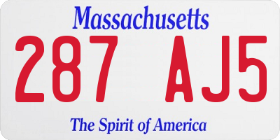 MA license plate 287AJ5