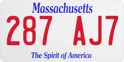 MA license plate 287AJ7