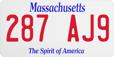 MA license plate 287AJ9