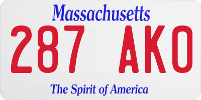 MA license plate 287AK0