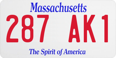 MA license plate 287AK1