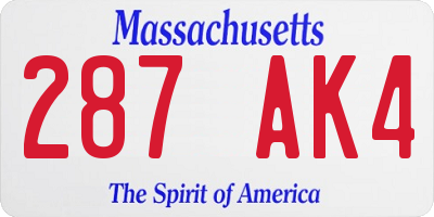MA license plate 287AK4