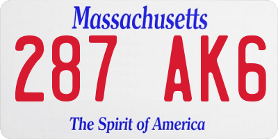MA license plate 287AK6