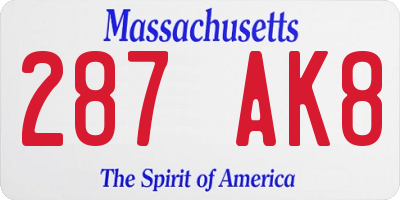 MA license plate 287AK8