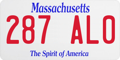 MA license plate 287AL0