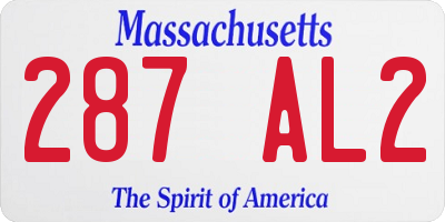 MA license plate 287AL2
