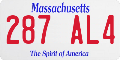 MA license plate 287AL4