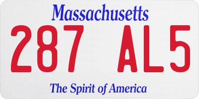 MA license plate 287AL5