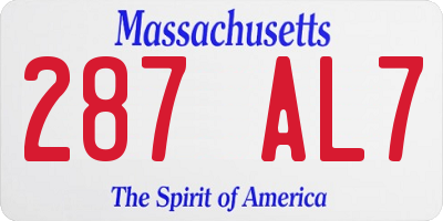 MA license plate 287AL7