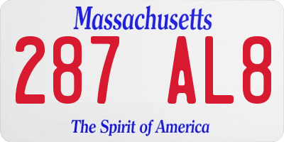 MA license plate 287AL8