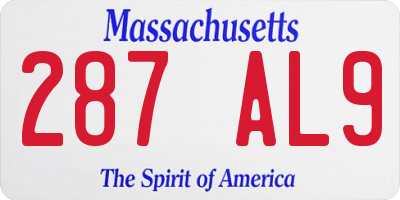 MA license plate 287AL9
