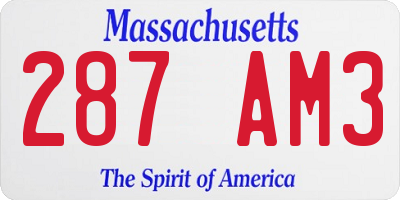 MA license plate 287AM3