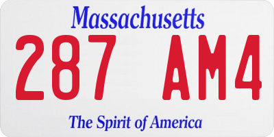 MA license plate 287AM4