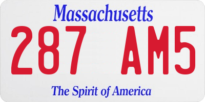 MA license plate 287AM5