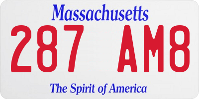 MA license plate 287AM8