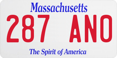 MA license plate 287AN0