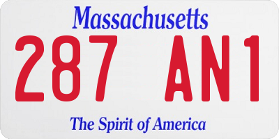 MA license plate 287AN1