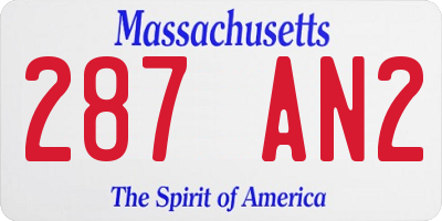MA license plate 287AN2