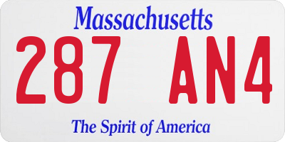 MA license plate 287AN4