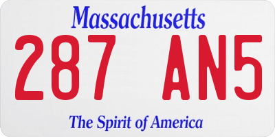 MA license plate 287AN5