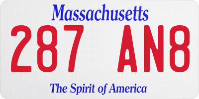 MA license plate 287AN8