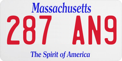 MA license plate 287AN9
