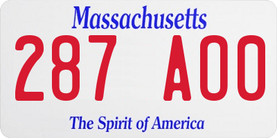 MA license plate 287AO0