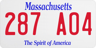 MA license plate 287AO4