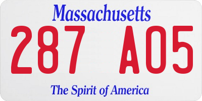 MA license plate 287AO5