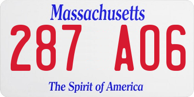 MA license plate 287AO6