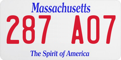 MA license plate 287AO7