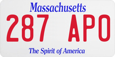 MA license plate 287AP0