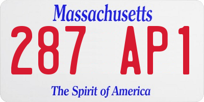 MA license plate 287AP1