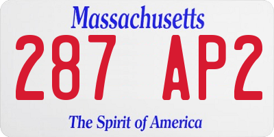 MA license plate 287AP2