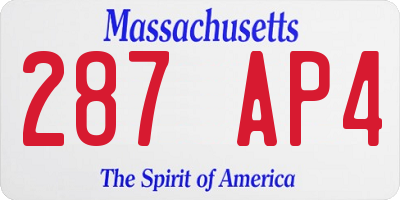MA license plate 287AP4