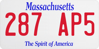 MA license plate 287AP5