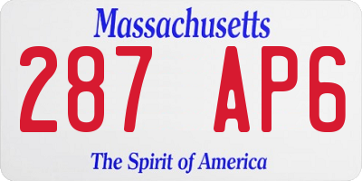 MA license plate 287AP6