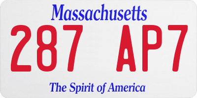 MA license plate 287AP7