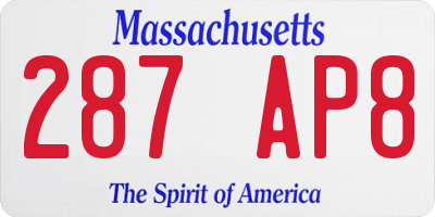MA license plate 287AP8